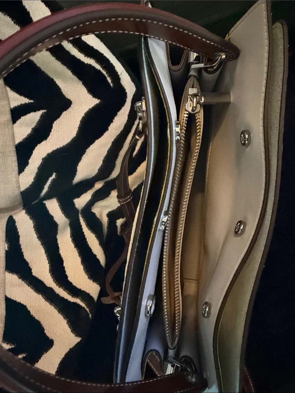 Small Tory Burch Lee Radziwill white Python-Embossed Top-Handle Bag.